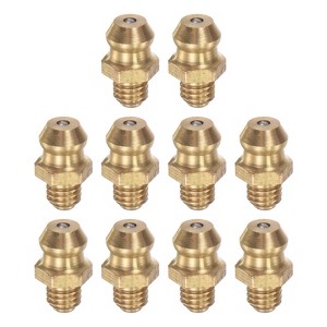 Unique Bargains Brass Straight Hydraulic Grease Fitting Accessories 10 Pcs - 1 of 4
