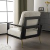 PAGED Retro Floral Print Velvet Accent Chair Mid-Century Living Room Chair with Gold Metal Legs and Pillow Back, Comfy Chair for Bedroom - 3 of 4