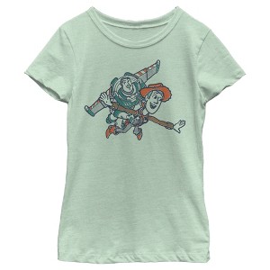 Girl's Toy Story Woody and Buzz Fly With Me T-Shirt - 1 of 4