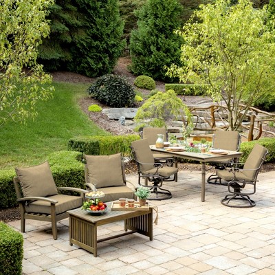 Tan Polyester Deep Seat Outdoor Cushion Set