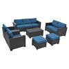 ELJGET 10PCS Outdoor Patio Wicker Furniture Set Cushioned Sectional Sofa Storage Coffee Table Peacock Blue Cushion - 3 of 4