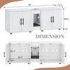 55 Inch Cat Litter Box Enclosure for 2 Cats, Large Hiddden Litter Box Enclosure Furniture 3-in-1 Wooden Cat Washroom Furniture with Barn Door White - 3 of 4