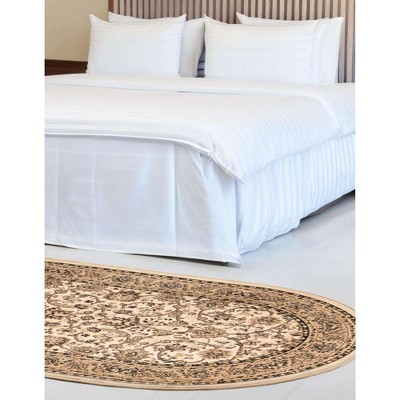 Ivory Tan Oval Transitional Easy-Care Area Rug