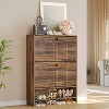 Tribesigns Shoe Cabinet for Entryway with 2 Flip Drawers, Wood Shoe Cabinet with Fluted Panel, hidden Shoe Organizer for Foyer, Hallway (Walnut) - 3 of 4