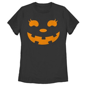 Women's CHIN UP Halloween Jack o' Lantern Face T-Shirt - 1 of 4