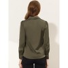 INSPIRE CHIC Women's Puff Long Sleeve Point Collar Vintage Button Work Satin Shirt - 4 of 4