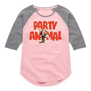 Girls' - Disney - Party Animal Shirt Tail Raglan Graphic T-shirt - 1 of 4