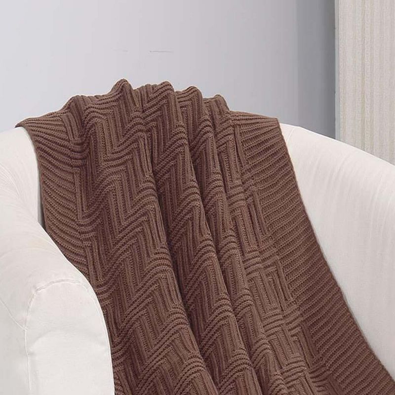 Pietra Luxury Acrylic Cozy Throw Blanket 50" x 60" Chocolate by Plazatex, 2 of 5