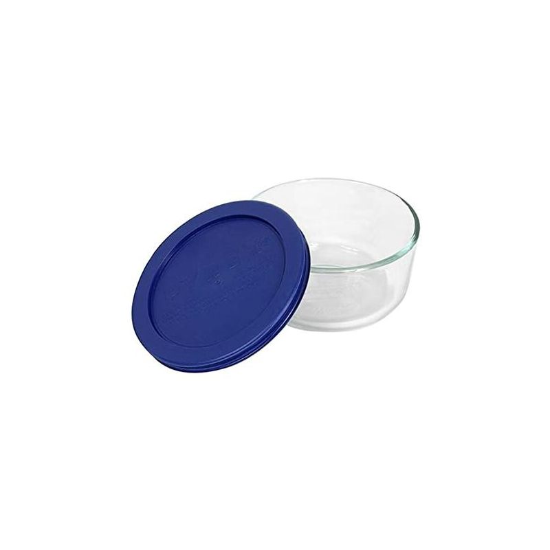 Pyrex Blue Storage 2 Cup Round Dish, Clear Lid, Pack of 4 Containers, 4 of 5