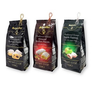 Schlunder Stollen Bites 3 Variety Pack 40% Fillings 12 Oz. (350 g) with 3 Bonus Gifts Vintage Style Wire Bag Clips - 1 of 4