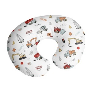 Sweet Jojo Designs Boy Support Nursing Pillow Cover (Pillow Not Included) Construction Truck Red Blue and Grey - 1 of 4
