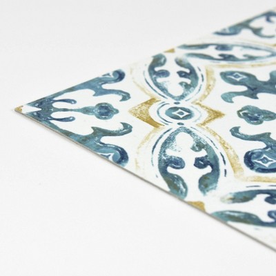 Tuscan Blue and White Vinyl Peel and Stick Floor Tiles