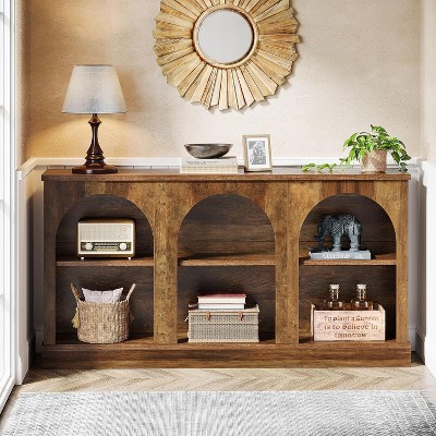 Hommoo 63-Inch Long Farmhouse Console Table Brown