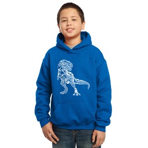 LA Pop Art Boy's Word Art Hooded Sweatshirt - Dino Pics - 1 of 4