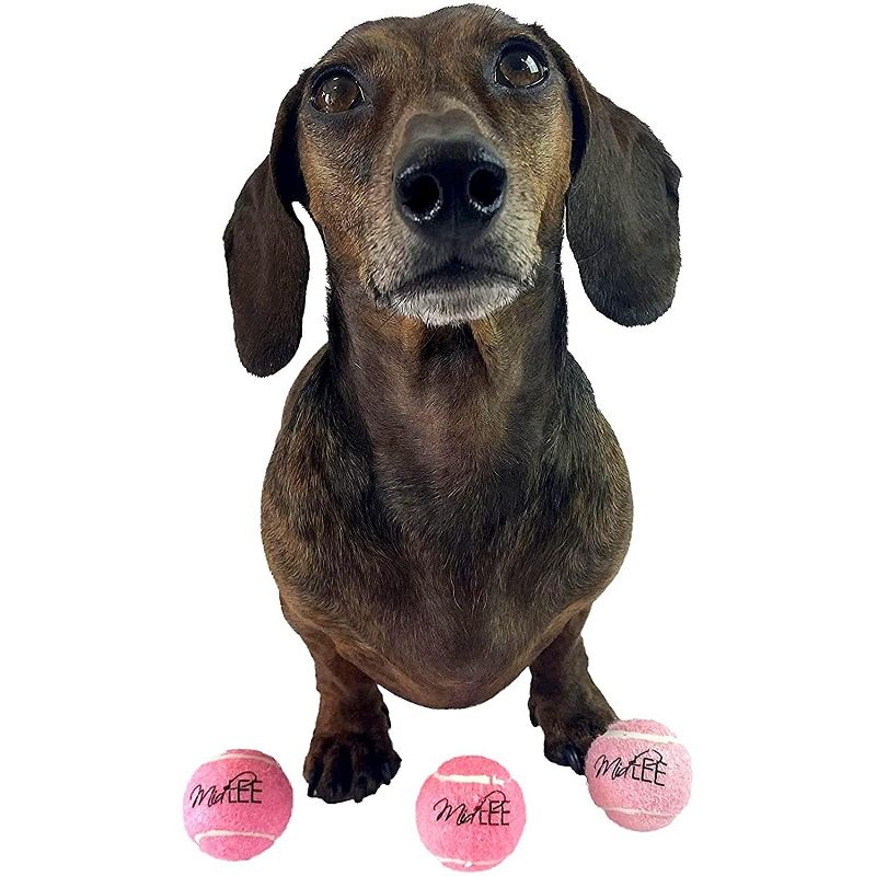 Midlee Mini 1.5" Squeaky Dog Tennis Balls- Pink- Set of 6, 2 of 7