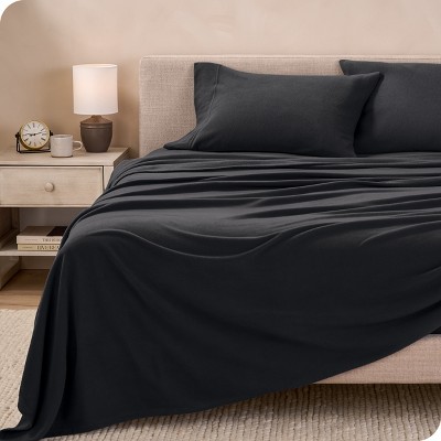 Twin Black Organic Flannel Deep Pocket Sheet Set