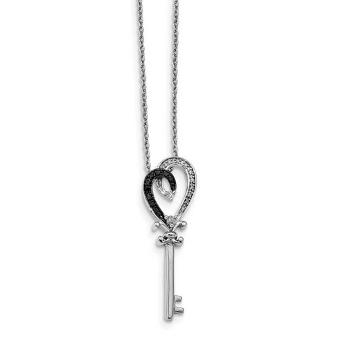 Black Bow Jewelry 1/8 Ctw White & Black Diamond Heart Key Necklace in Sterling Silver - image 1 of 4