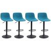 HOMCOM Adjustable Bar Stools Set of 4, Swivel Bar Height Chairs Barstools Padded with Back for Kitchen, Counter, and Home Bar, Blue - 4 of 4