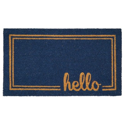 Decorative Block Welcome Design Gray/Natural Minimalistic Design mDesign Rectangular Coir and Rubber Entryway Welcome Doormat with Natural Fibers for Indoor or Outdoor Use 