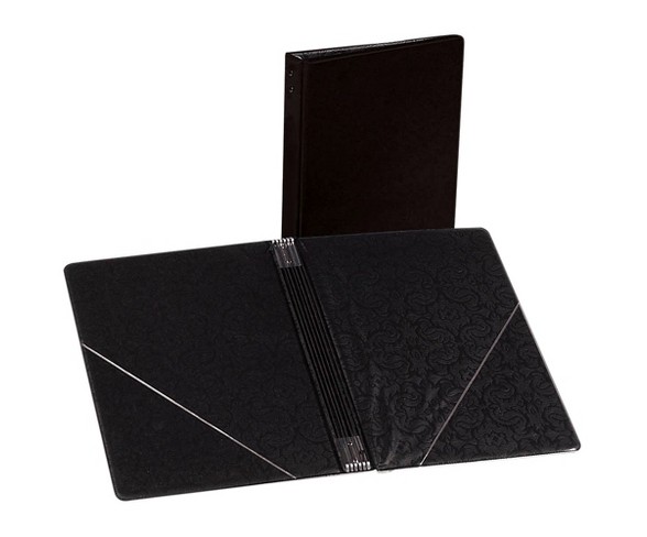 Marlo Plastics Choral Folder 7-3/4 x 11 With 7 Elastic Stays and 2 Clear, Flat, Diagonal Internal Pockets Black