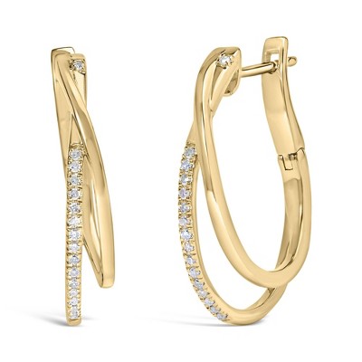 Haus of Brilliance 14K Yellow Gold Plated Silver 1/10 Cttw Diamond Wrapped Hoop Earrings