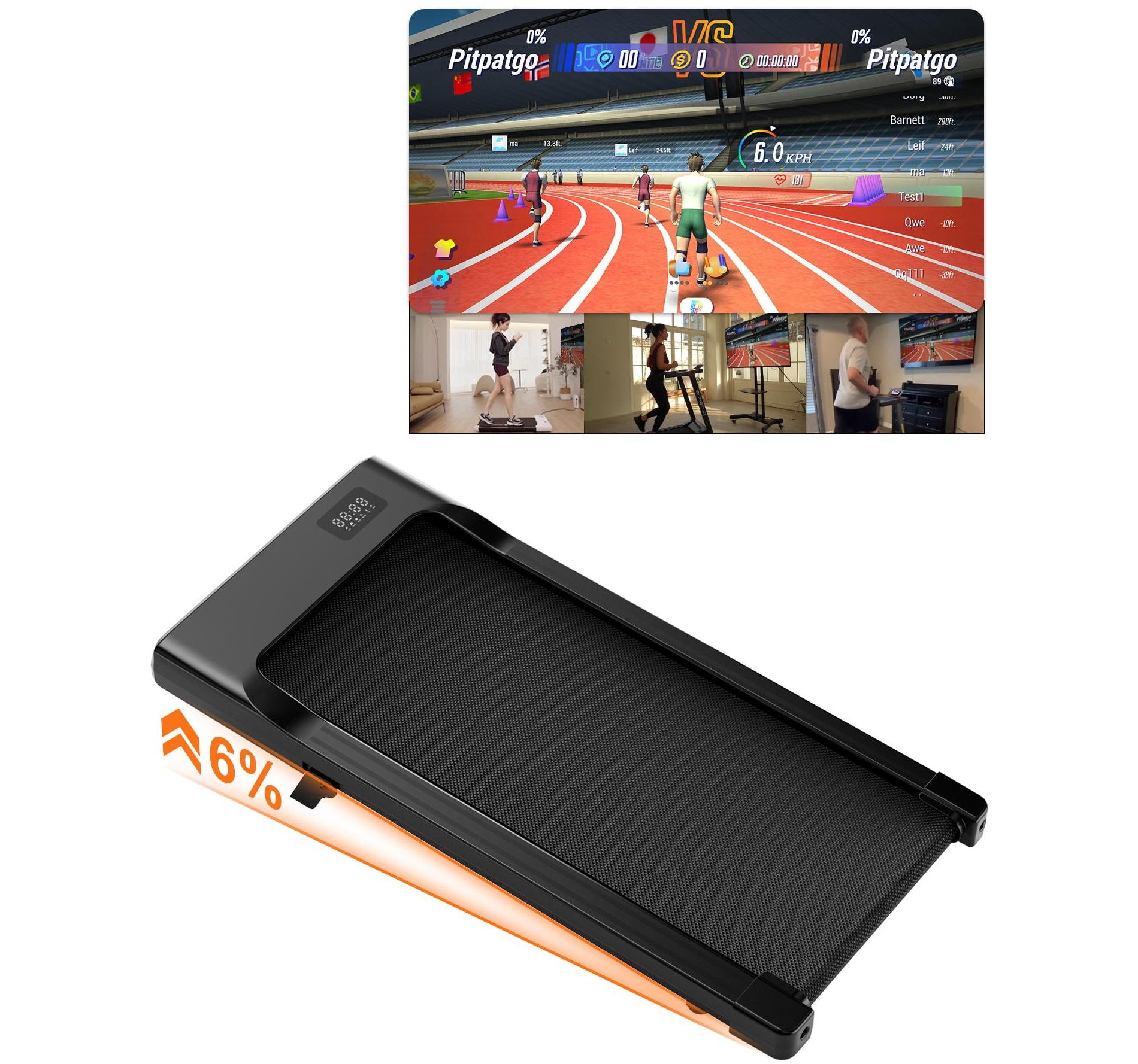 Deerrun Smart Walking Pad With APP 15.35*35.43 inches Belt Treadmills for Home Small Portable Under Desk Treadmill