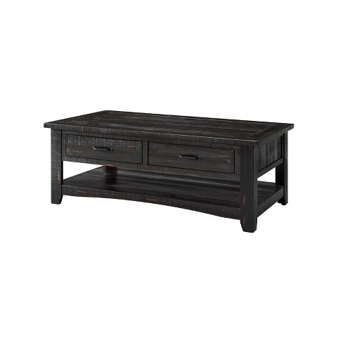 Rustic Solid Wood 2 Drawer Coffee Table, Black And White Rustic Coffee Table