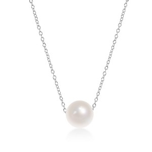 Bella Silver Sterling Silver, Single Threaded 10mm Freshwater Pearl Necklace - Silver - 16+2 Inch - 1 of 2