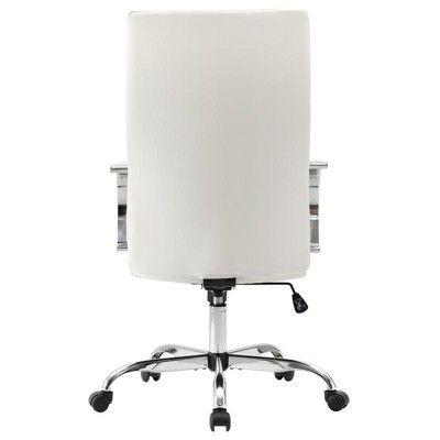 White High-Back Leather Executive Swivel Office Chair