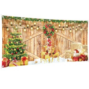 Aoibox Christmas Garage Door Banner 13 x 6 ft Large Merry Christmas Outdoor Backdrop Holiday Photo Booth Decor 1 Piece - 1 of 3