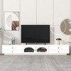 Modern TV Stand for 95” TV with Fluted Glass Doors and Tempered Glass Shelf,Storage Drawers Media Console for Living Room-Baofuwish - 2 of 4