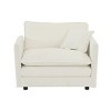 Chenille Upholstered Single Sofa Chair,Comfy Reading Armchair for Living Room with 1 Toss Pillow,Living Room Deep Seat Accent Chair-Coolbibila - 3 of 4