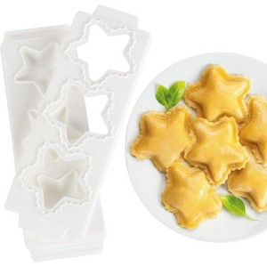 CucinaPro Jumbo Ravioli Molds- 2.5" Stars - Homemade Filled Pasta Maker- 2 Piece Tray & Press makes 3 Raviolis at a Time, - Add Some Fun to Your Meal - 1 of 4