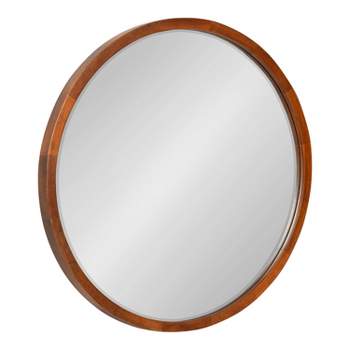 24" McLean Round Wall Mirror Walnut Brown - Kate & Laurel All Things Decor