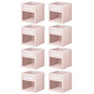 mDesign Fabric Nursery Storage Cube with Front Window, 8 Pack - Pink/White - 1 of 4