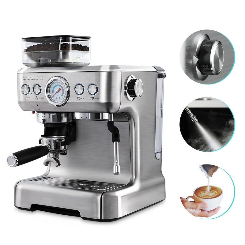 CASABREWS All-in-One Espresso Machine with Grinding Memory Function, 4 of 7