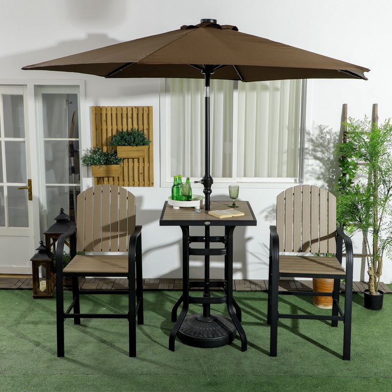 Outsunny 3 Piece Bar Height Patio Table and Chairs Set, Bistro Set with Umbrella Hole and Aluminum Frame, 5 of 7