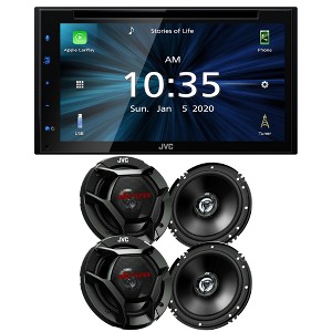JVC KW-V660BT 6.8" Touchscreen Receiver Compatible with Apple CarPlay & Android Auto Bundled with Two Pairs of JVC CS-DR621 6.5" Coaxial Speakers - 1 of 4