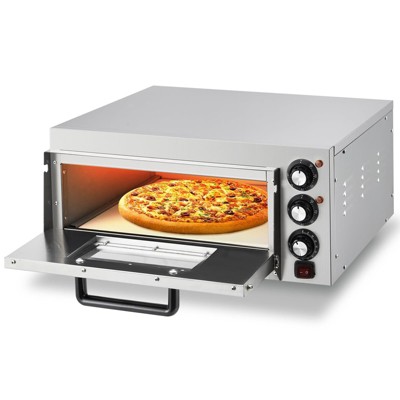 1100W Commercial Countertop Pizza Oven, Stainless Steel Electric Pizza Maker With Timer & Removable Crumb Tray for Home & Restaurant Use