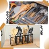LunaLulinlk Utensil Holder for Kitchen Counter, 4 Compartments, Matte Black Metal Cooking Utensil Organizer with Wooden Base for Kitchen Countertop - 3 of 4