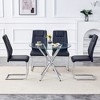 5-Piece Dining Set with Glass Round Table and 4 PU Armless Chairs - 2 of 4