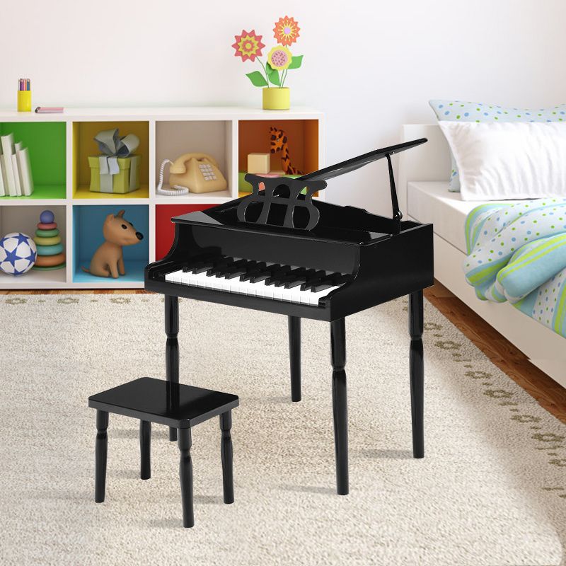 Costway 30-Key Classic Baby Grand Piano Toddler Toy Wood w/ Bench & Music Rack PinkBlack, 4 of 10