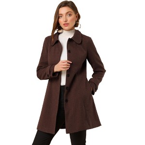 INSPIRE CHIC Women's Peter Pan Collar Single Breasted Winter Long Overcoat - 1 of 4