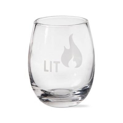 tagltd 16 oz. Lit Clear Glass Etched Glass Stemless Hand Wash Beverage Glassware Dinner Party Wedding Restaurant