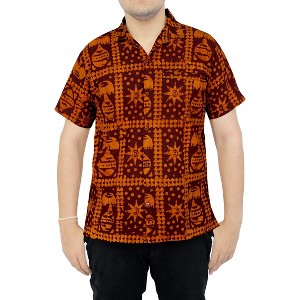 LA LEELA Men's Hawaiian Shirt Camp Beach Shirts Casual Short Sleeve Button Down Untuckit Shirts for Men - 1 of 3