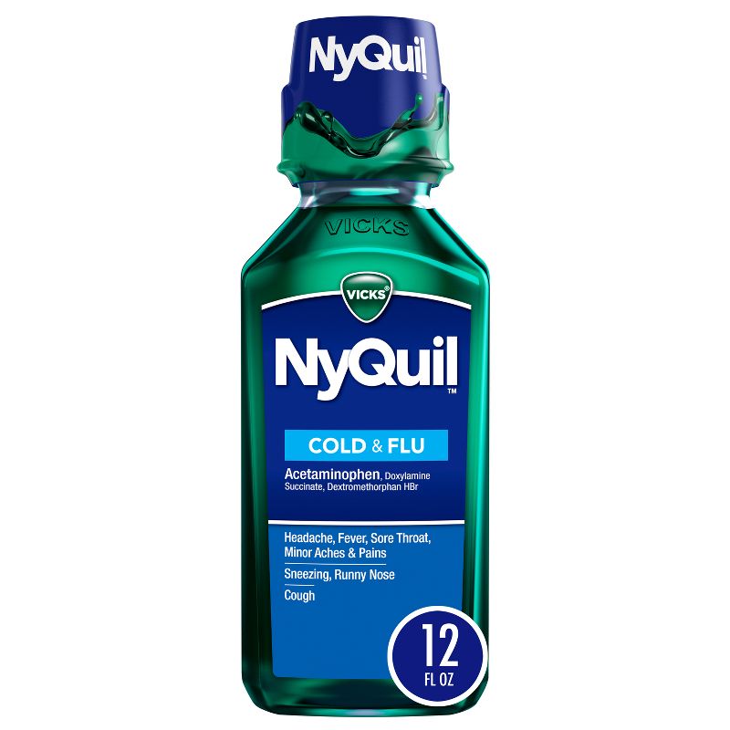 Vicks NyQuil Cold &#38; Flu Medicine Liquid - 12 fl oz, 1 of 10