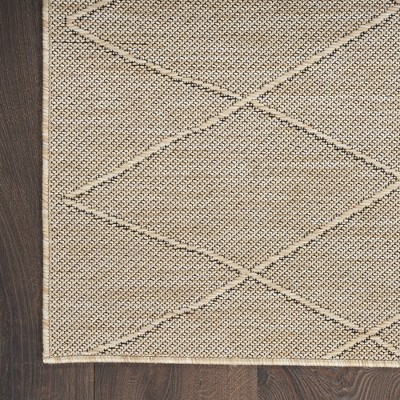 Natural Geometric Polypropylene Non-Slip Runner Rug 2'2" x 8'