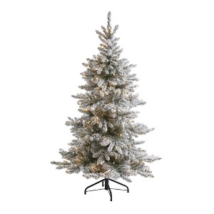 Nearly Natural 7-ft Flocked West Virginia Spruce Artificial Christmas Tree with 400 Clear Lights and 1468 Bendable Branches - 1 of 4