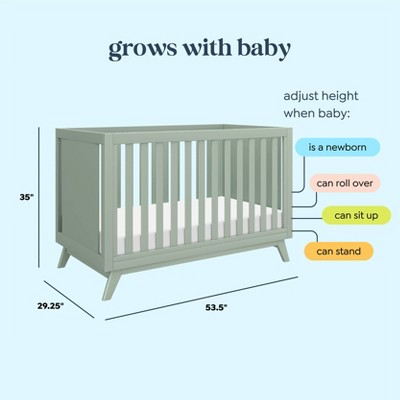 Light Sage MDF 3-in-1 Convertible Standard Crib