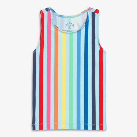 Primary Kids Swim Tank In Rainbow Sky Stripe In Mist Spring Stripe Size 5
